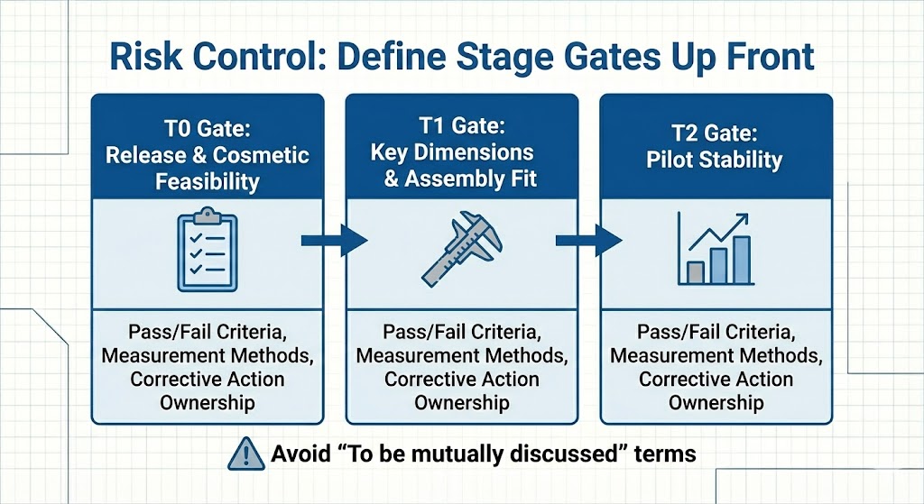 Silicone tooling stage gate risk control T0 T1 T2 acceptance process