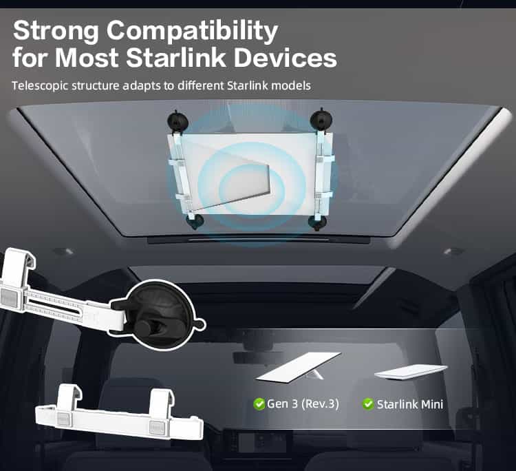 Adjustable Starlink suction mount compatible with Starlink Gen 3 and Starlink Mini