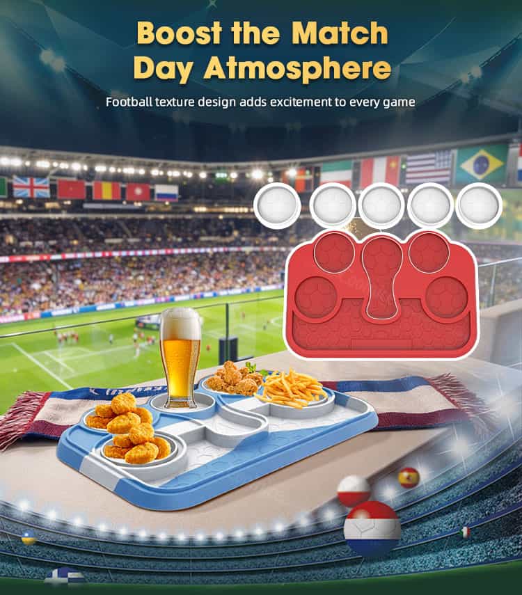 Silicone snack tray with football texture for match day atmosphere