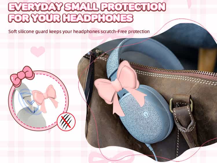 Silicone bow headphone accessory providing scratch-free protection in daily use