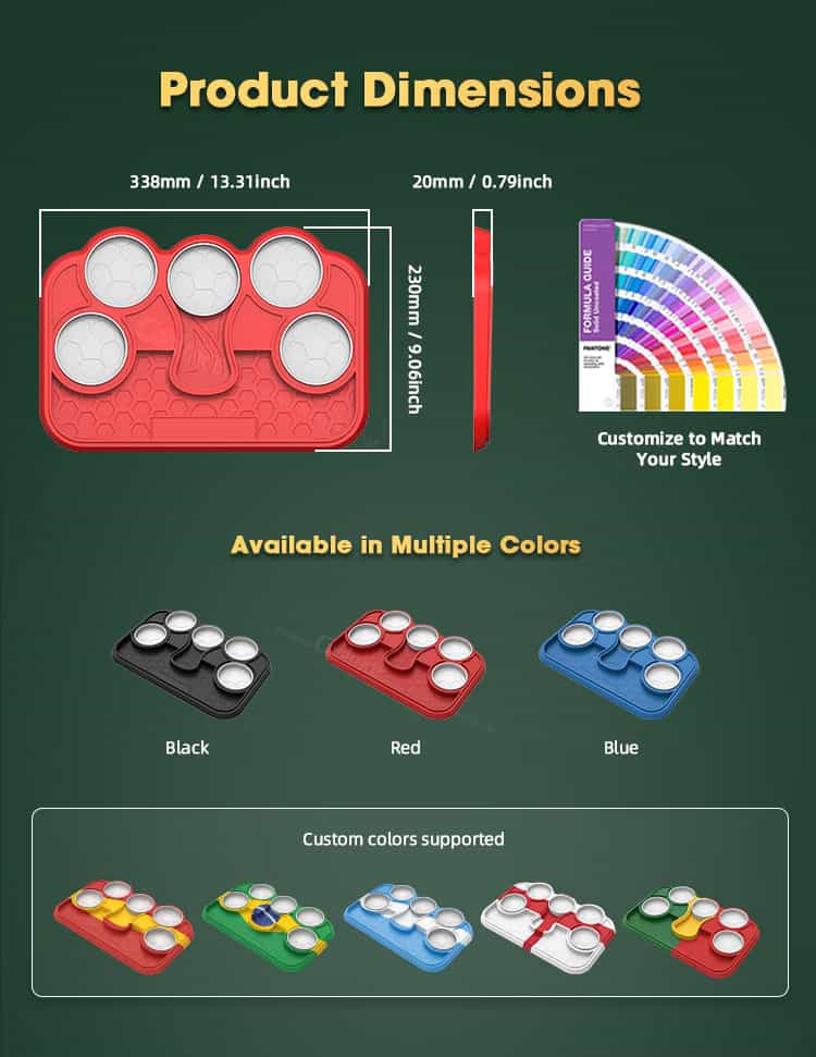Silicone snack tray dimensions with customizable color options