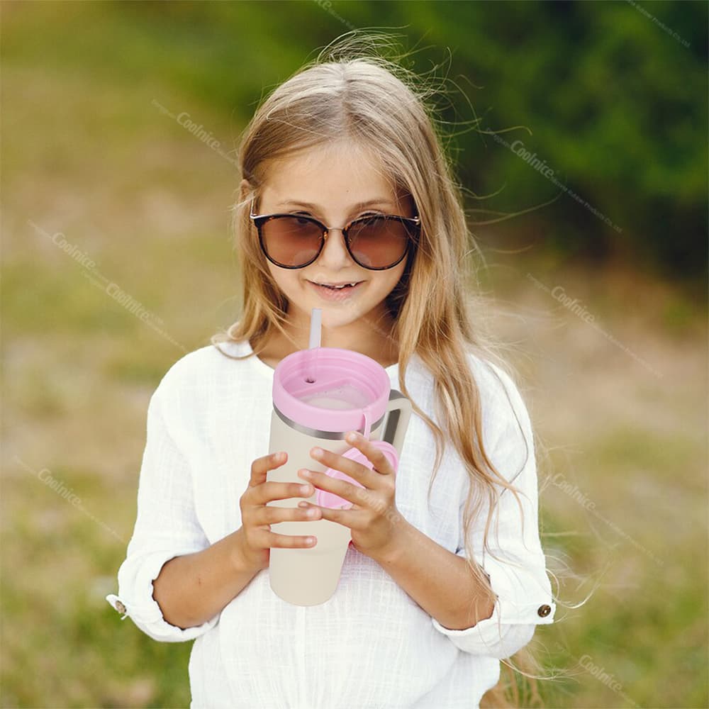 kids drinking tumbler cup with ice cream container lid