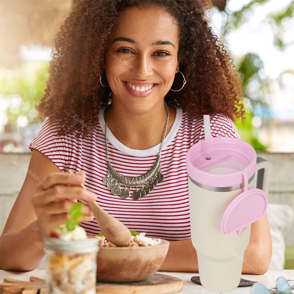 adult using silicone ice cream container with tumbler cup