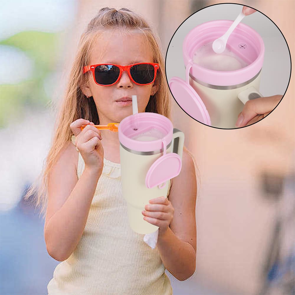 tumbler ice cream container with spoon and straw compatibility