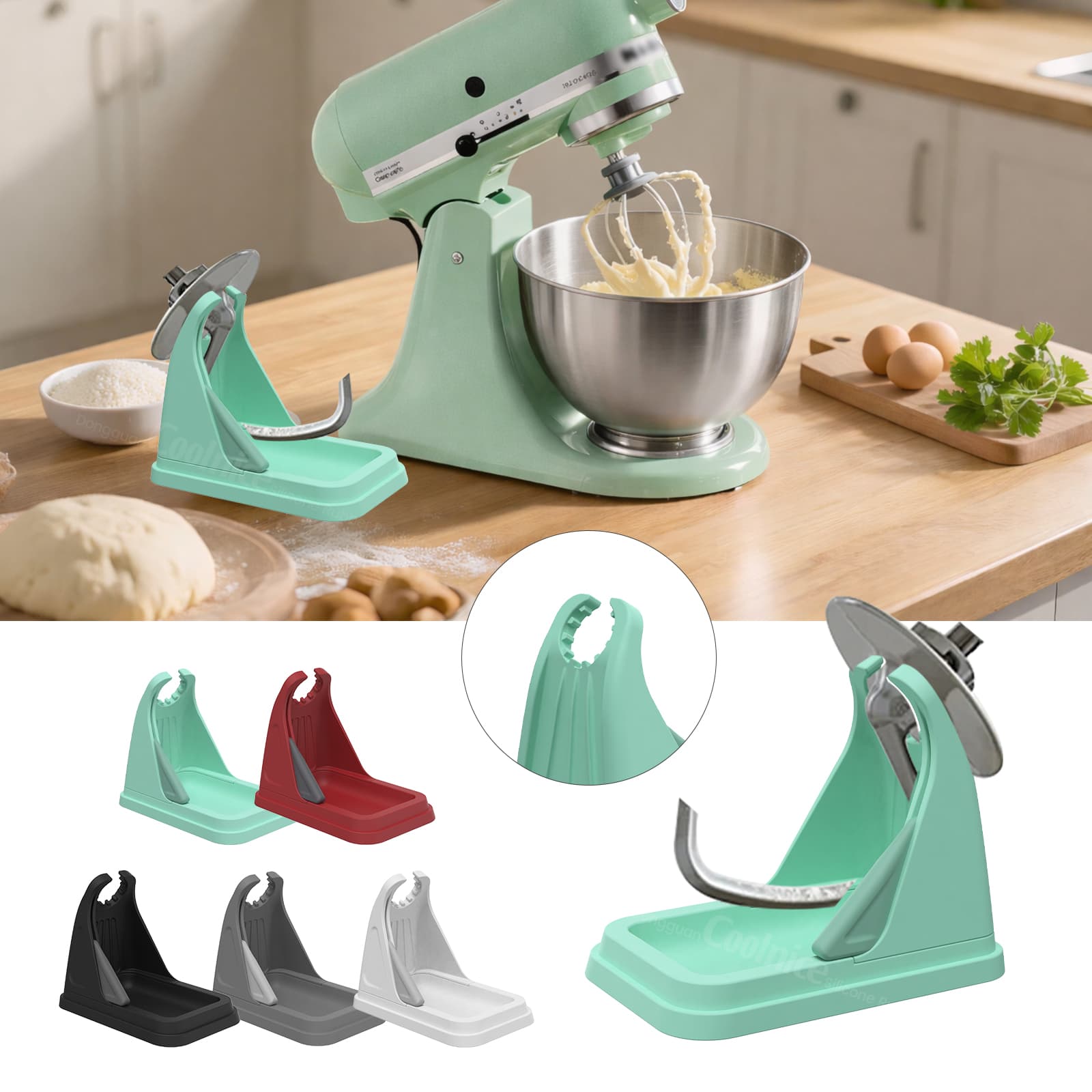 stand mixer attachment holder compatible with whisk dough hook and paddle