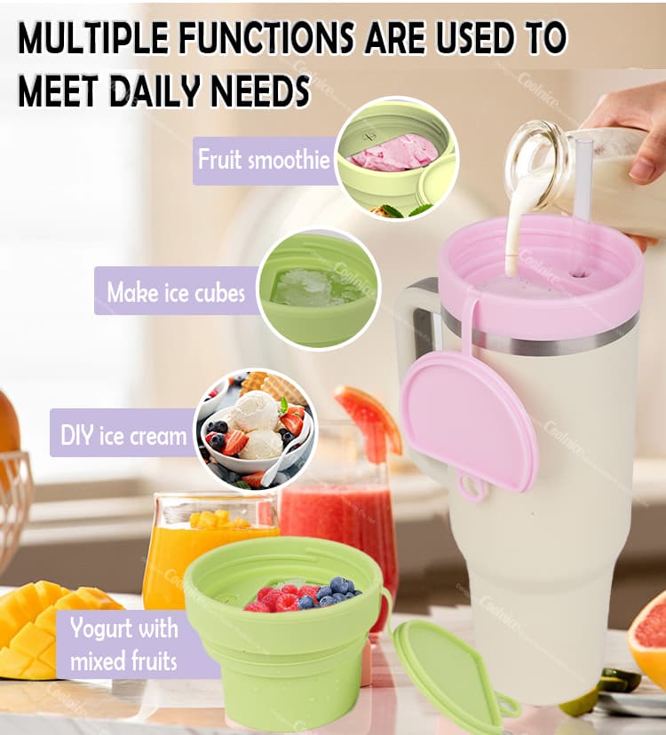 multi functional silicone ice cream container for smoothies yogurt and desserts