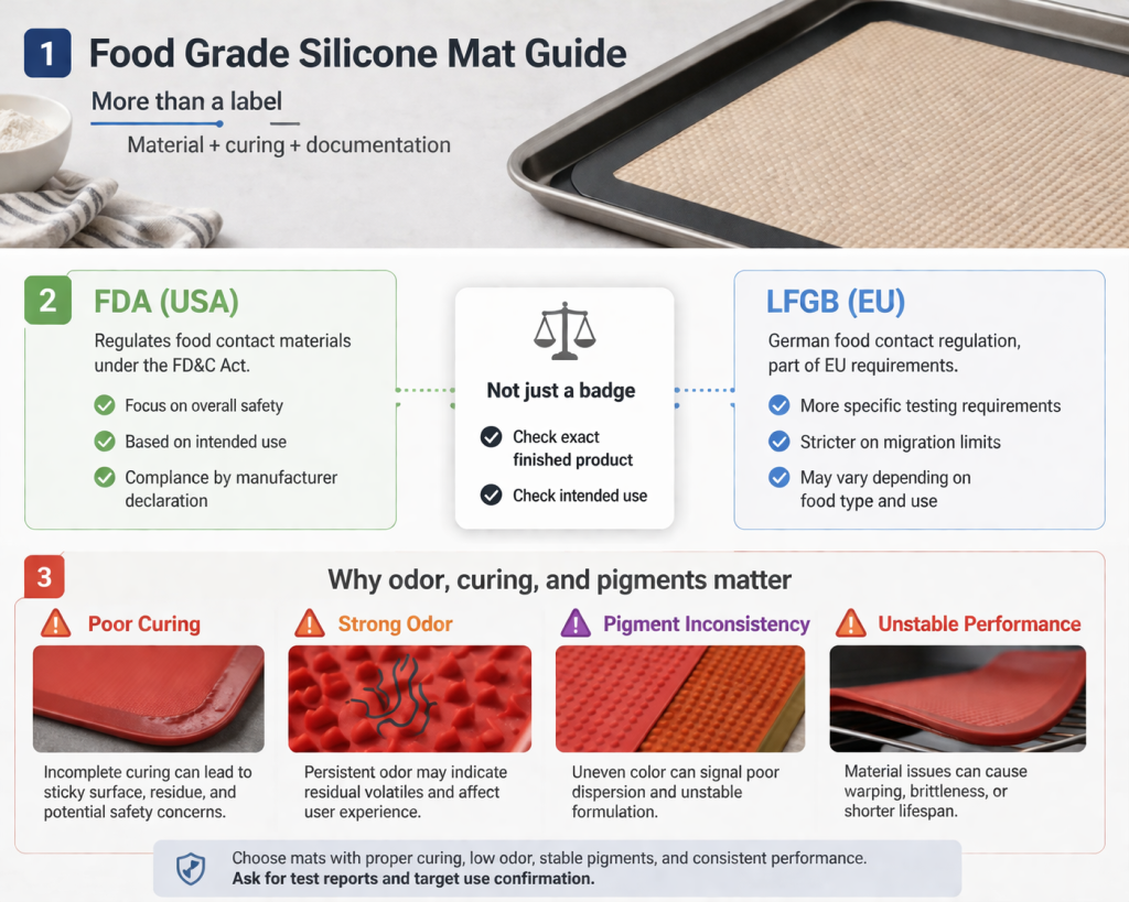 food grade silicone mat FDA LFGB buyer checkpoints