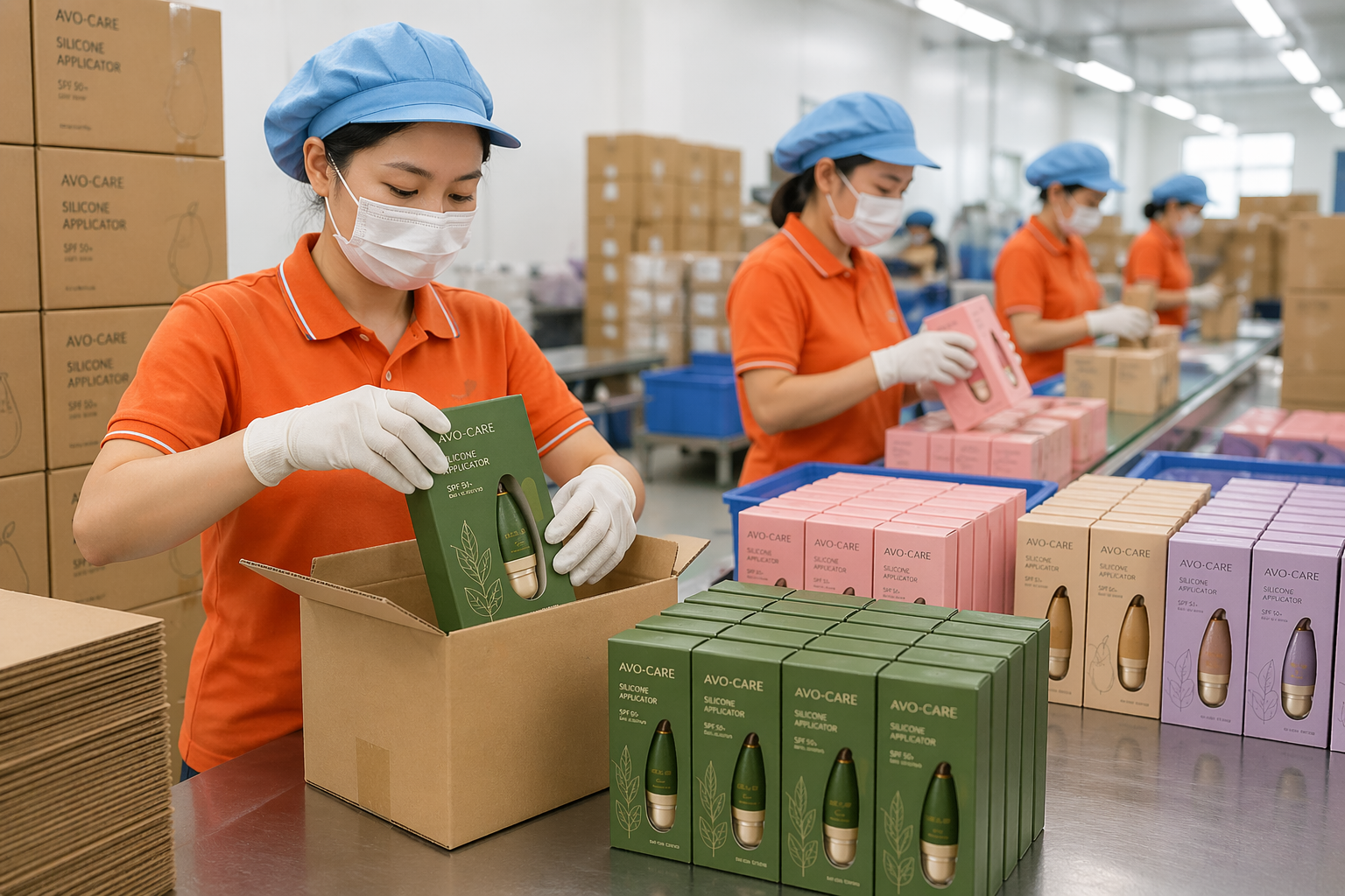 Silicone applicator logo printing and branding application in production