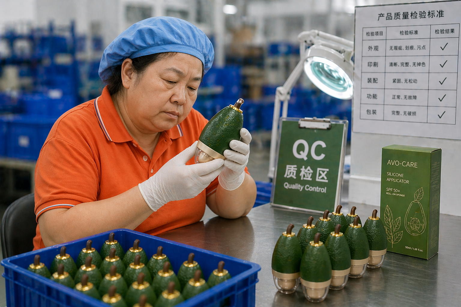 Silicone applicator quality control inspection during OEM production