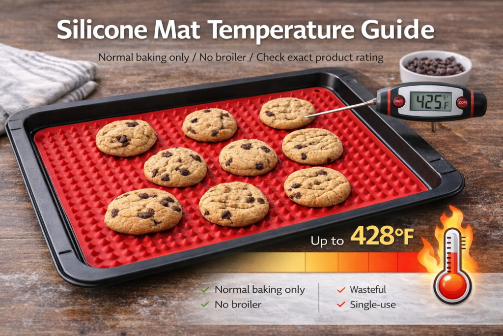 silicone baking mat max temperature 428f guide