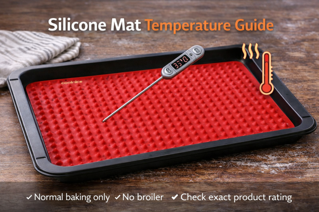 silicone mat temperature guide for safe oven use