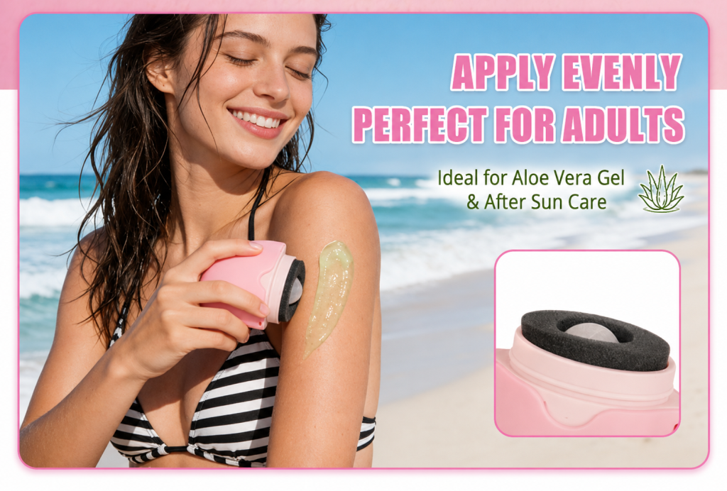 Aloe vera gel applicator for adults after sun care and even skin coverage