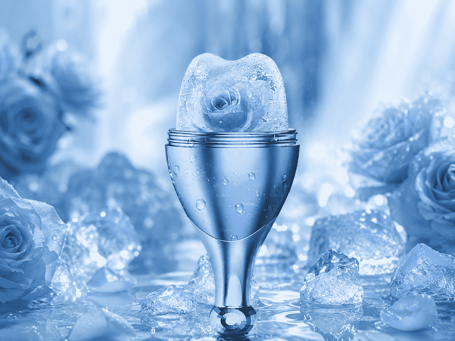 Ice globes for face used in spa-style cooling massage routines