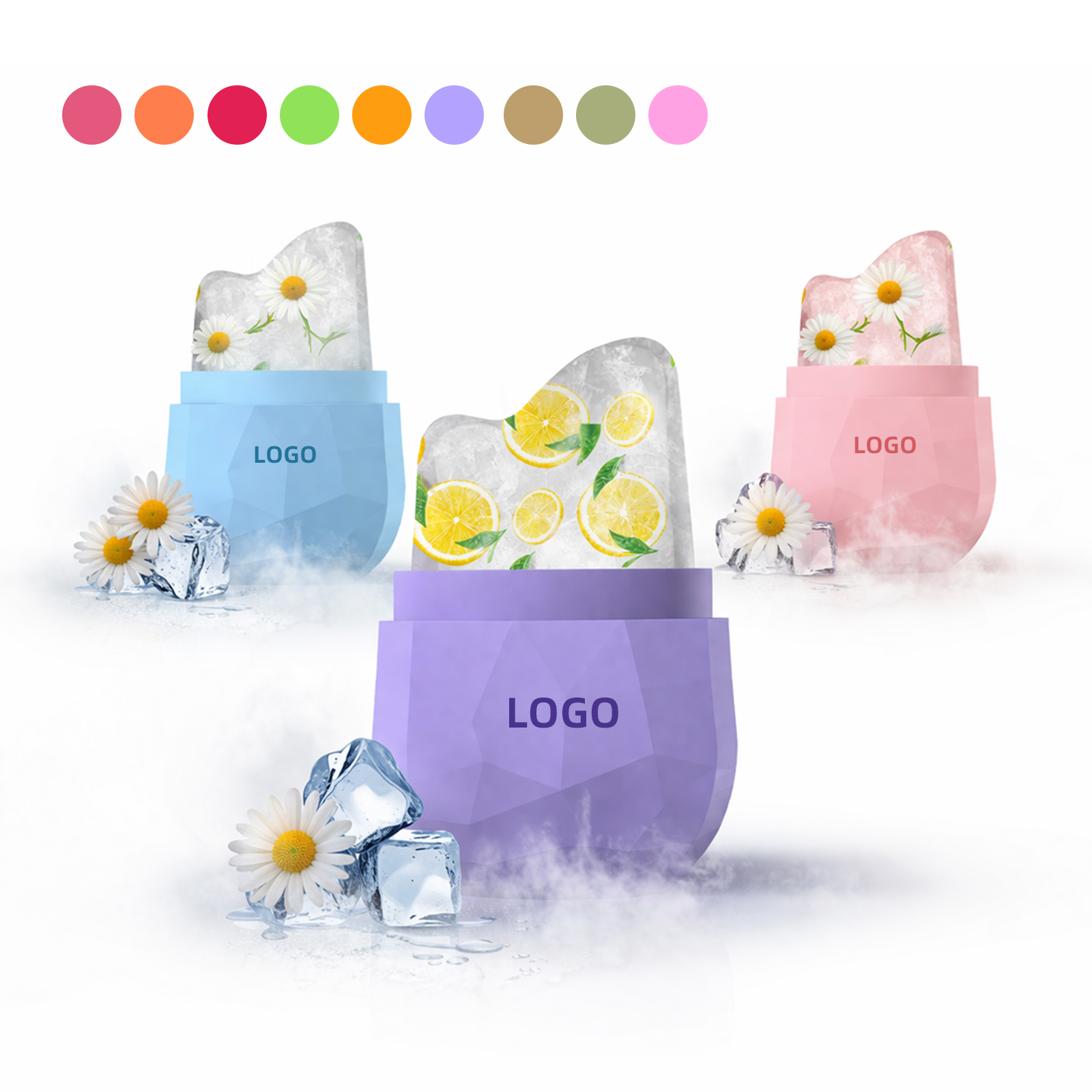 Ergonomic silicone facial ice molds for upgraded cold beauty routine