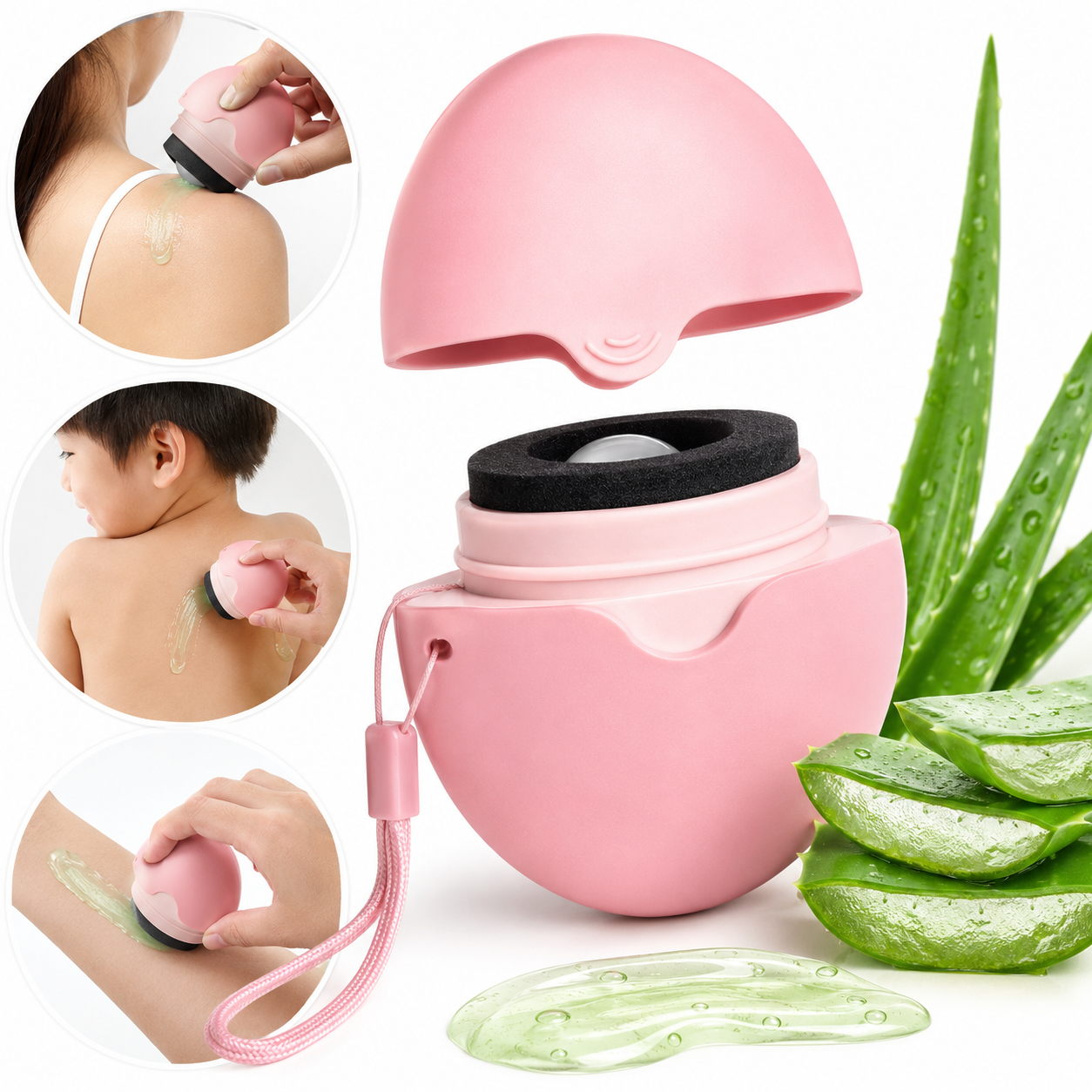 Silicone aloe vera gel applicator for soothing after sun skin care
