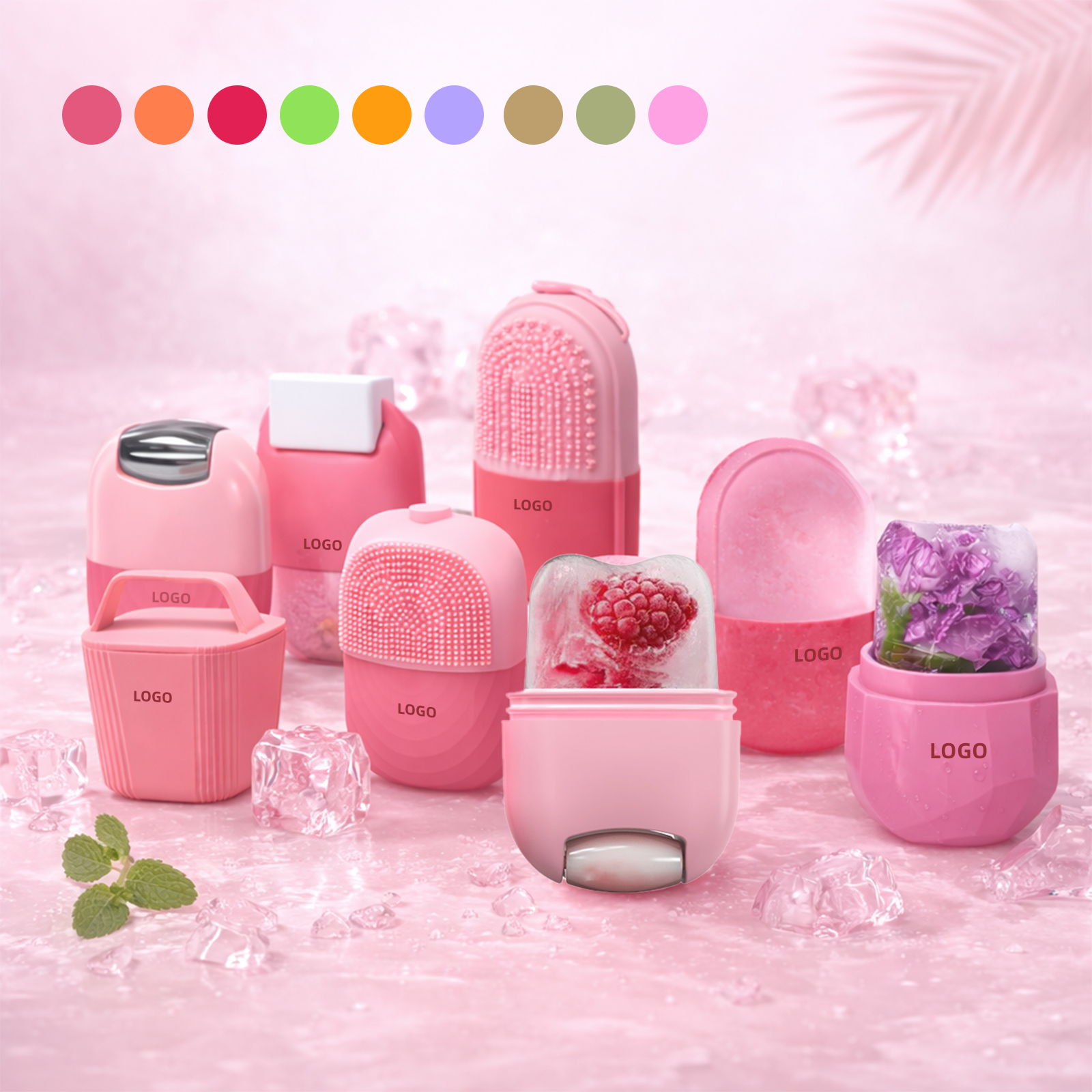 Pink silicone ice therapy tools collection for cold beauty product line