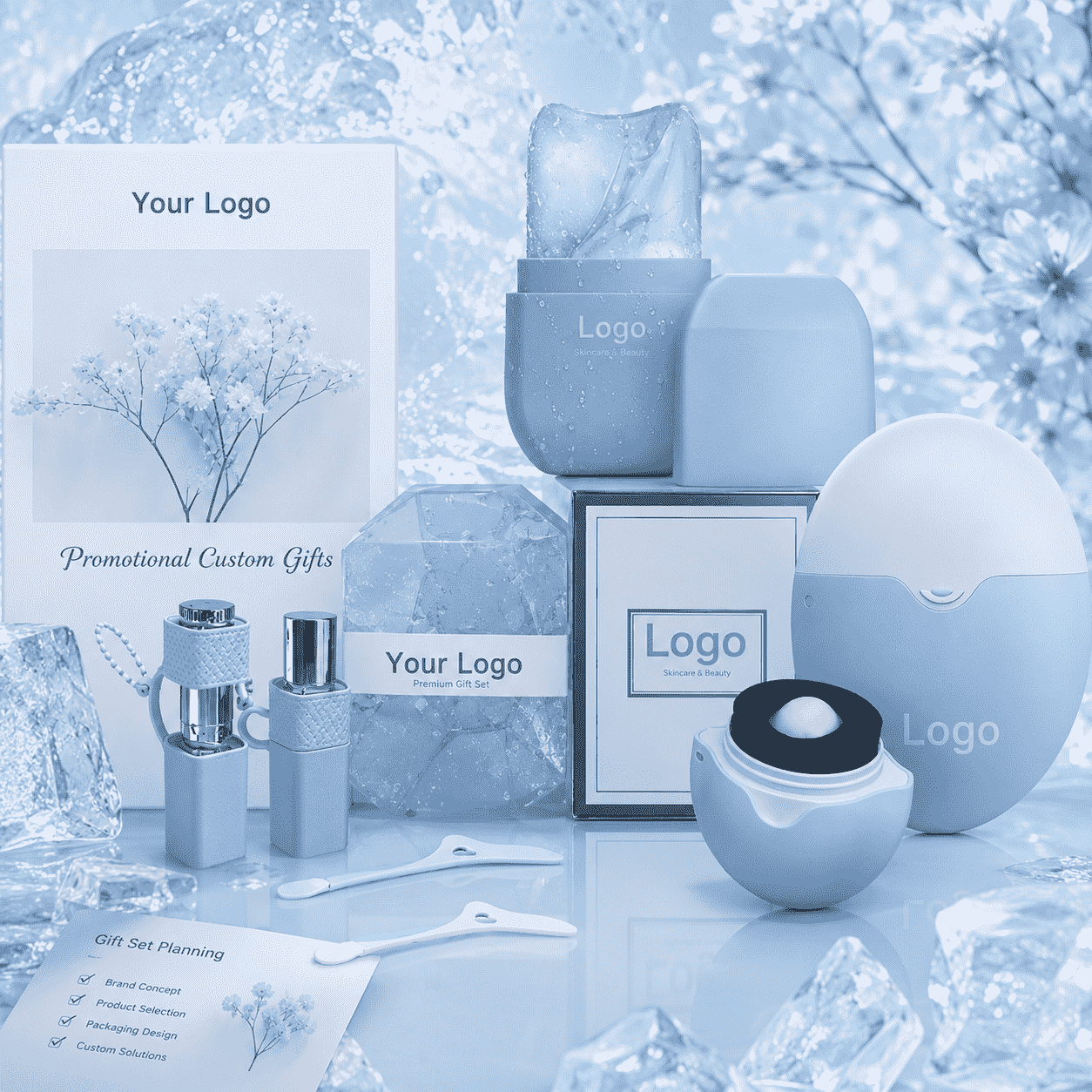Private label cold beauty tools packaging mockup