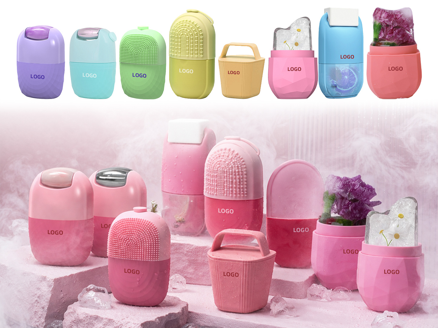 Private Label Facial Ice Mold Collection Private label silicone facial ice mold collection for morning skincare sets