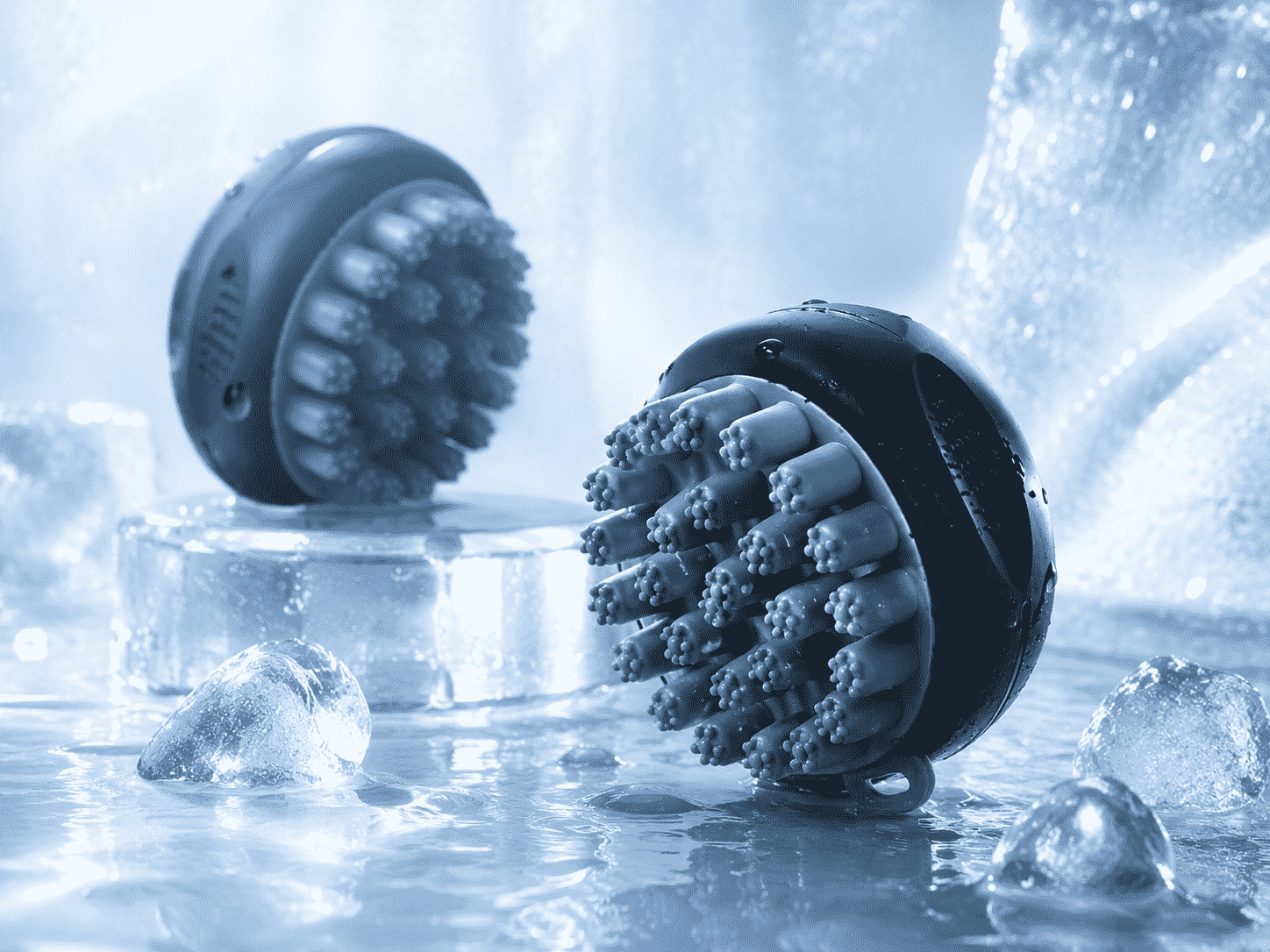 Silicone scalp cooling brush product closeup