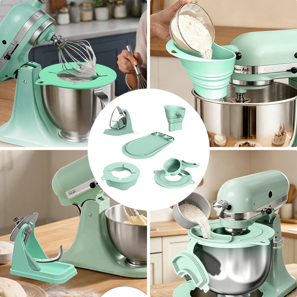 Custom KitchenAid compatible silicone mixer accessories in use