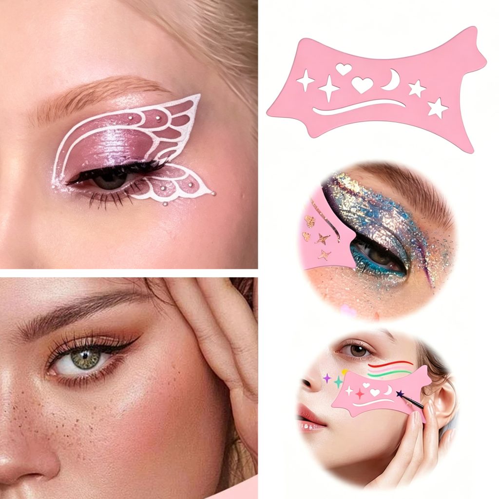 Custom multi-functional silicone beauty template for eye makeup