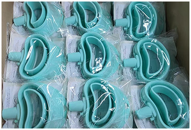 Packaged silicone pour funnels prepared for global shipment