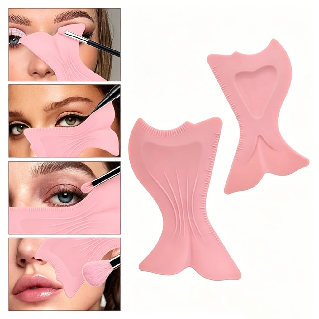 Custom silicone eyeliner shaping tool for precise makeup application