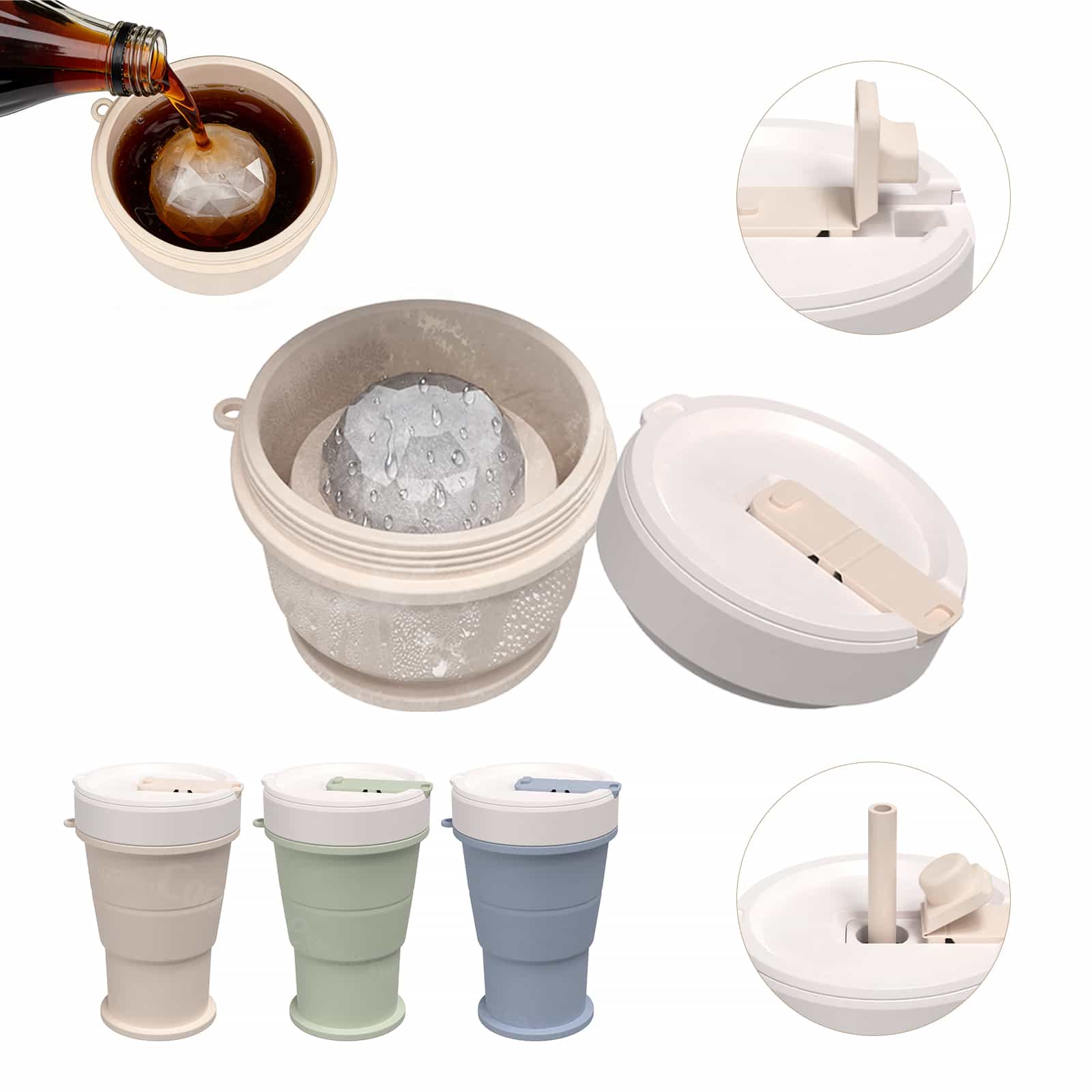 collapsible-silicone-ice-ball-cup-coffee-pour