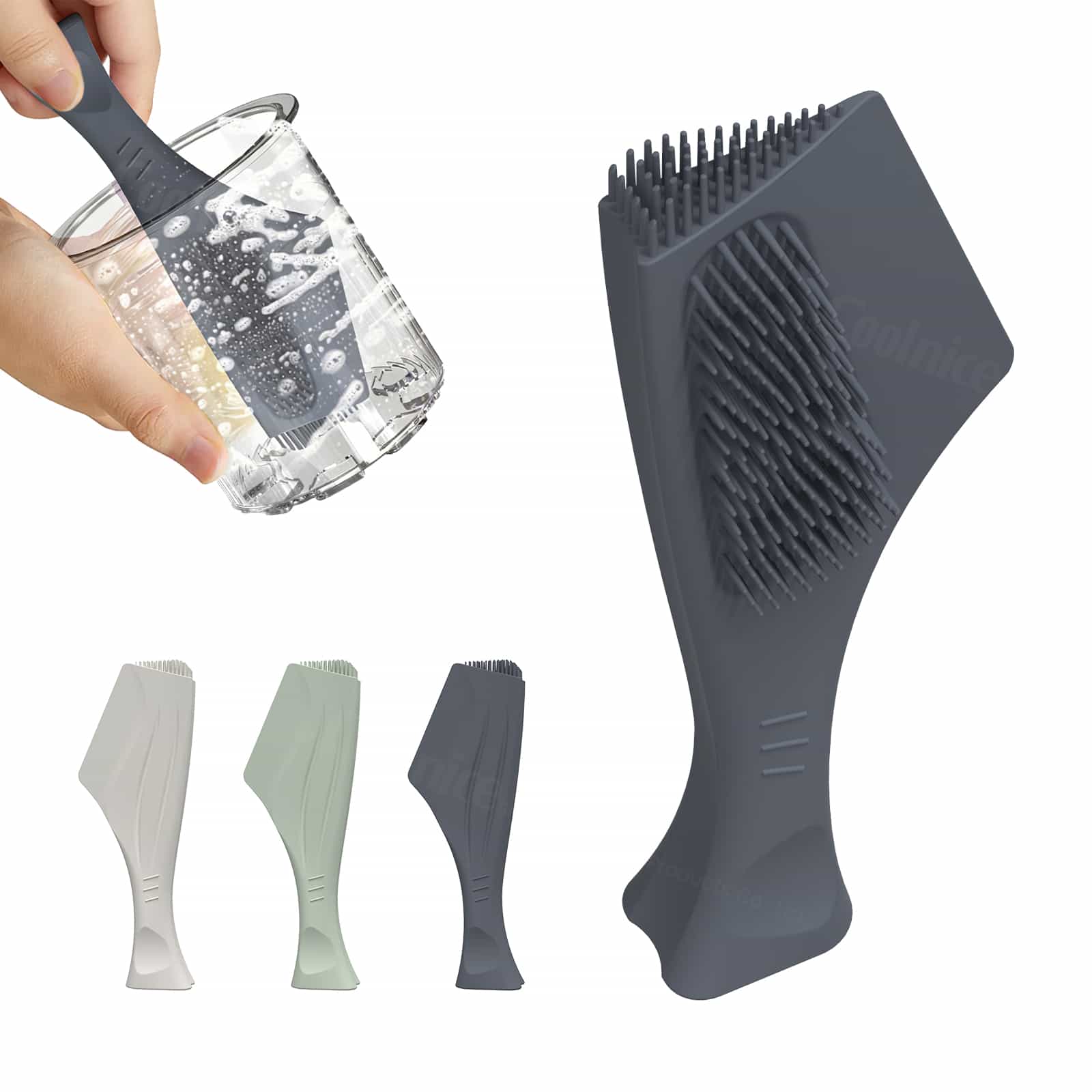 Ice Cream Cup Cleaning Brush Black In Use