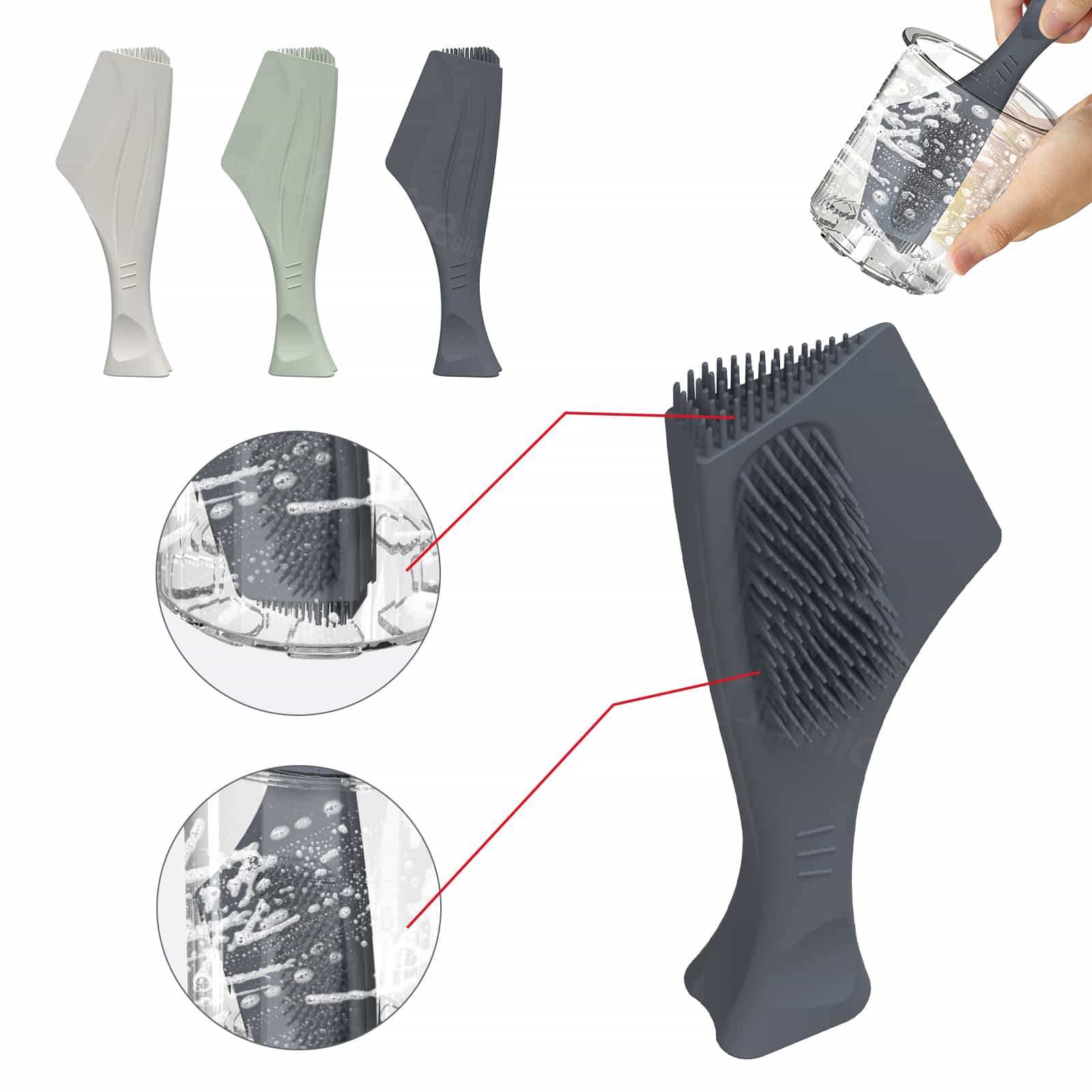 Ice Cream Cup Cleaning Brush with Dual Scraper Bristles