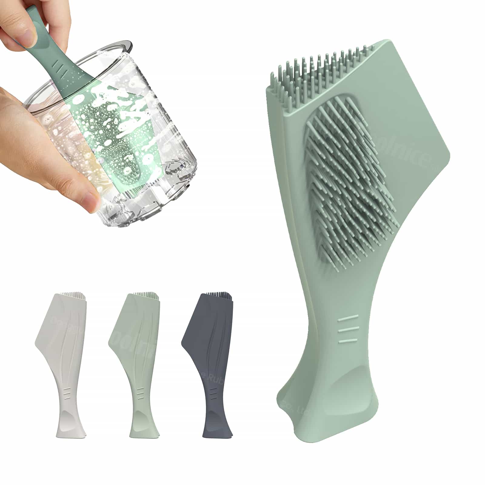 Mint Green Ice Cream Cup Cleaning Brush In Use