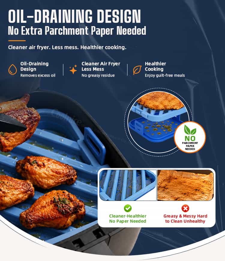 Silicone Air Fryer Grill Rack Oil Draining Design