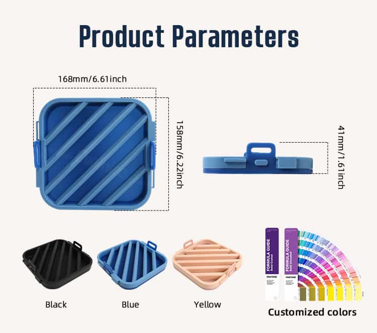 Silicone air fryer grill rack size parameters and custom color options