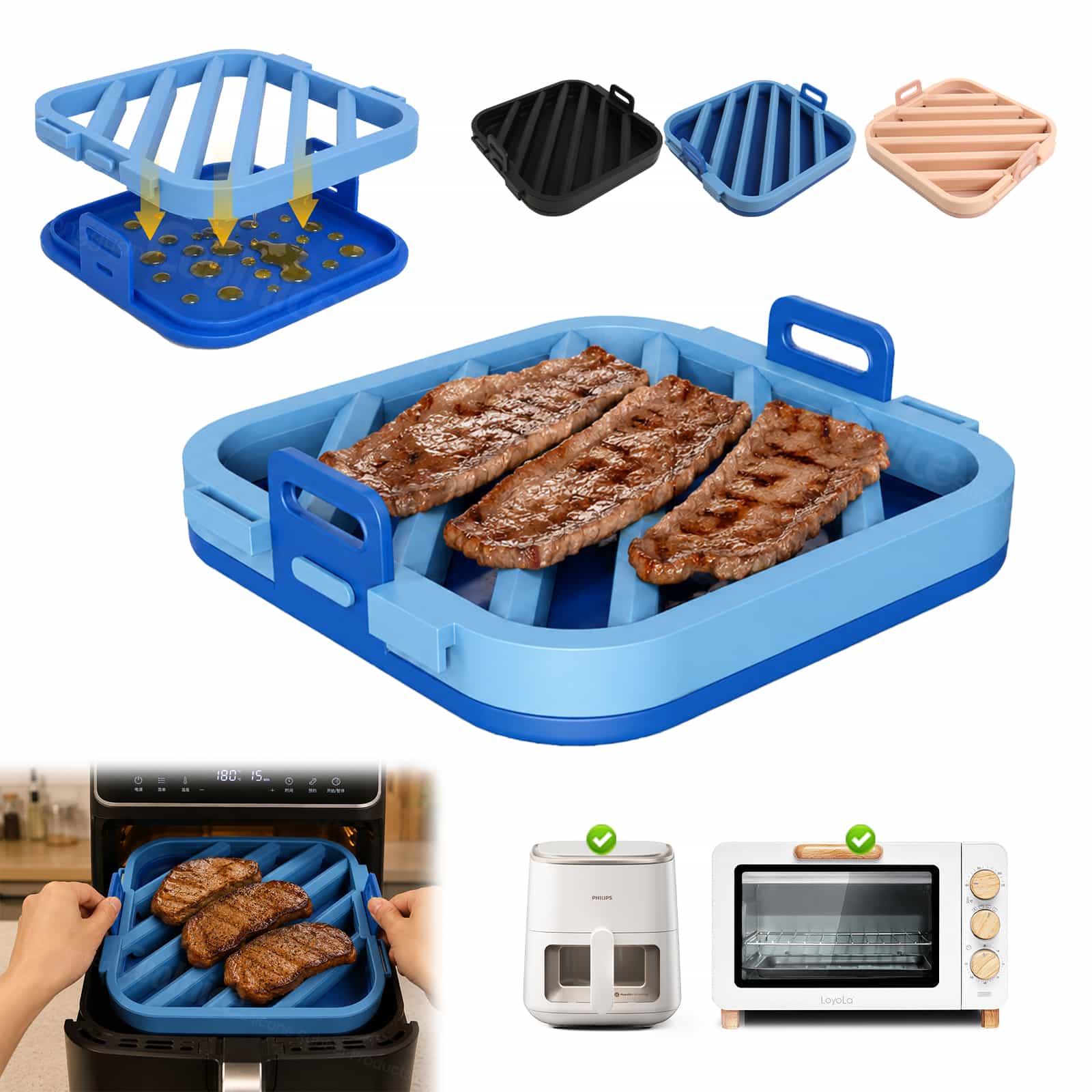 silicone-air-fryer-grill-rack-steak-and-colors