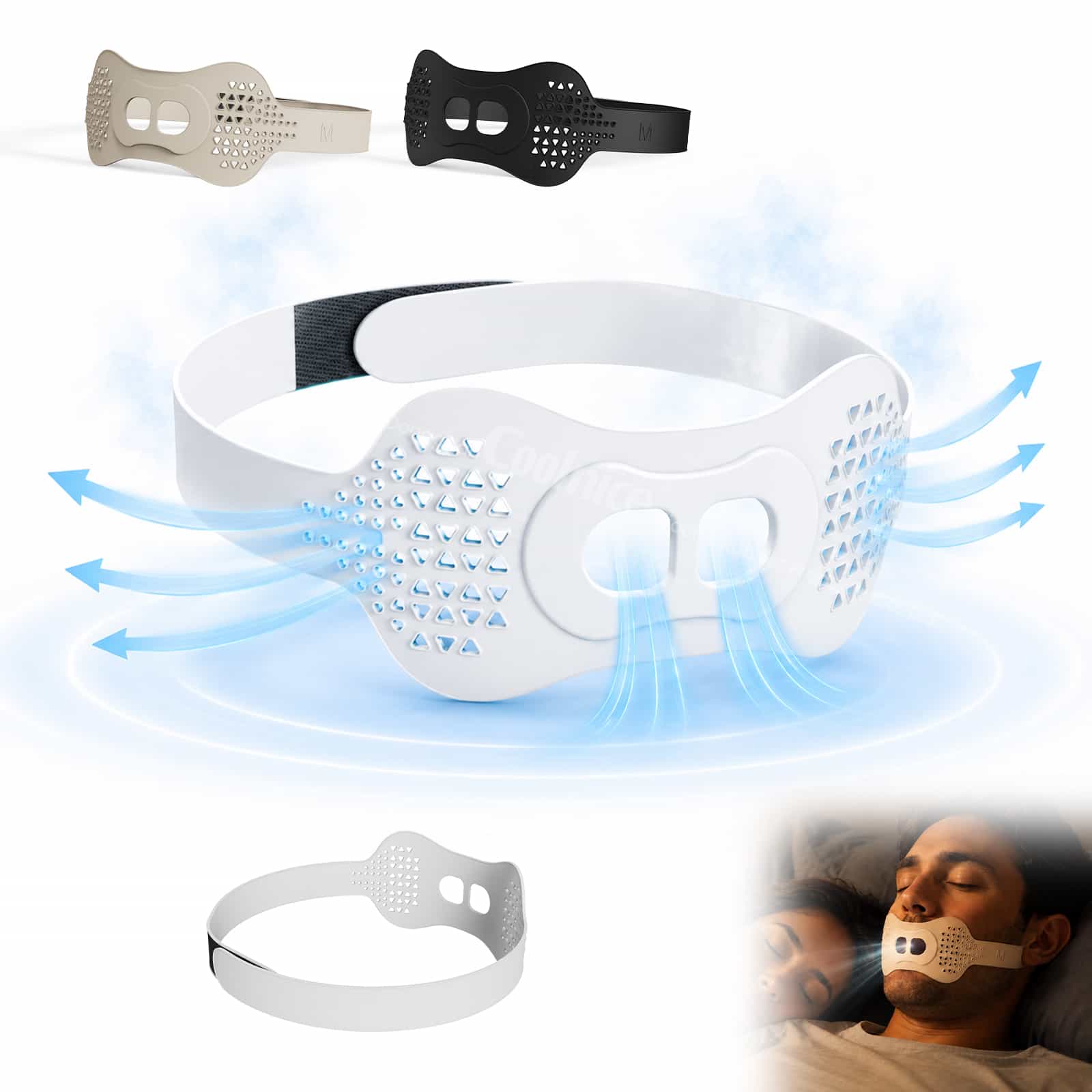 Breathable silicone anti-snoring chin strap design