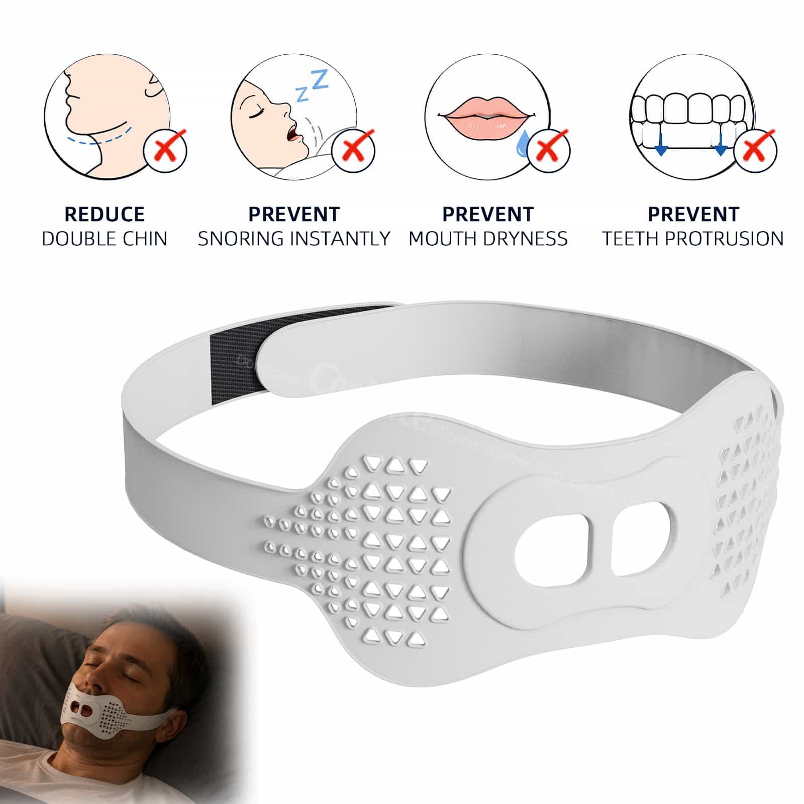 Silicone anti-snoring chin strap sleep benefits