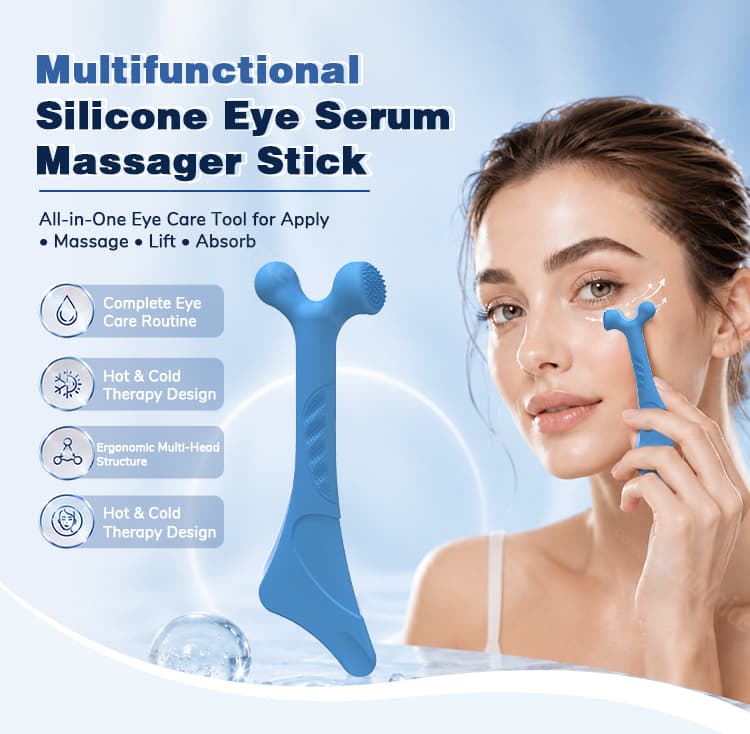 Multifunctional silicone eye serum massager stick for eye care and facial massage