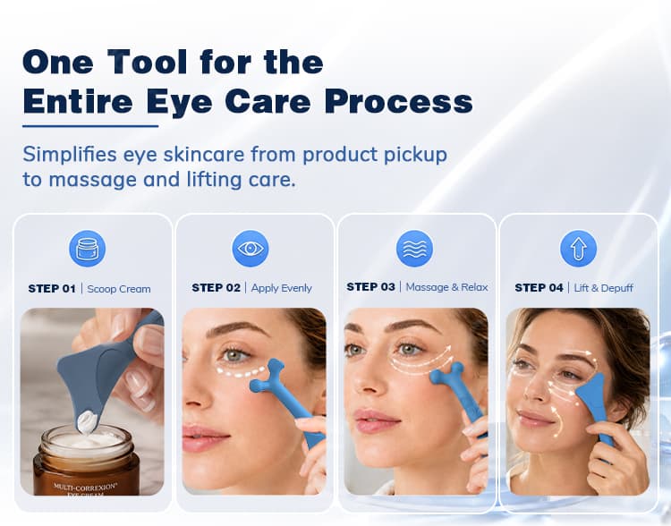 Silicone eye serum massager stick used for the full eye care skincare process