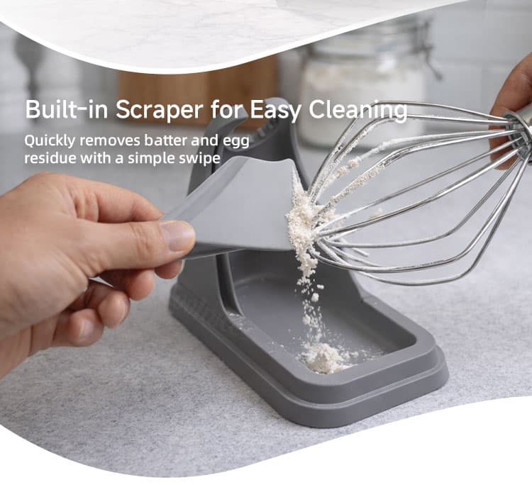 Silicone stand mixer beater holder with built in scraper for beater cleaning
