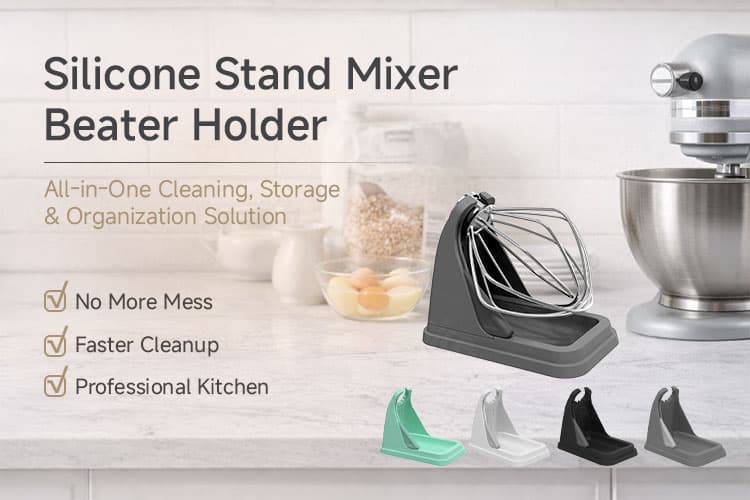 Silicone stand mixer beater holder product overview for cleaning storage and organization