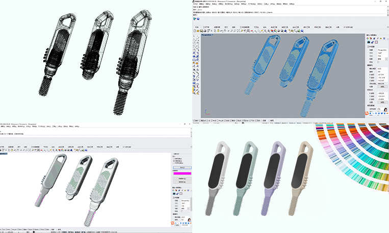 Custom silicone multifunctional foot brush engineering drawing and product color options