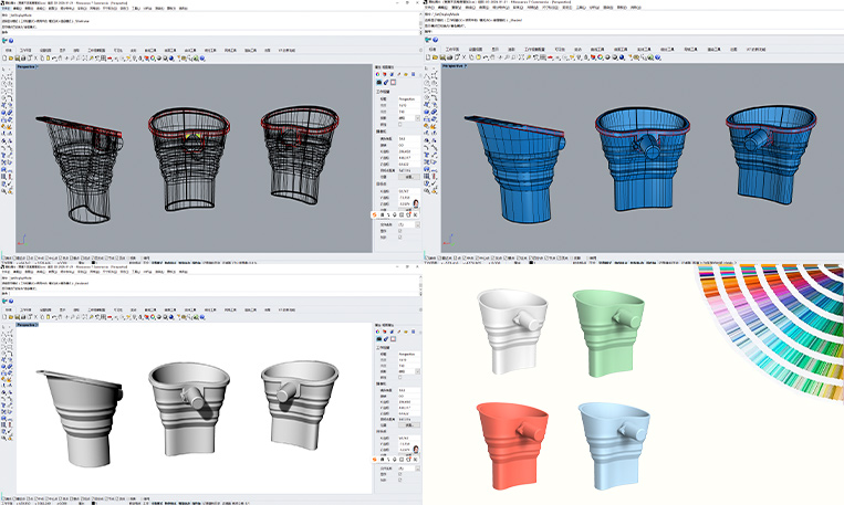 Custom Silicone Stand Mixer Accessory Engineering Drawing Custom silicone stand mixer accessory engineering drawing with wireframe structure and color rendering