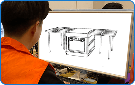 Product designer reviewing the custom foldable box structure