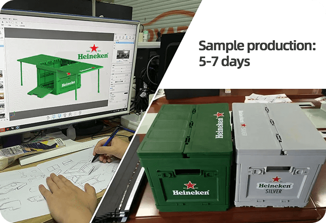 Design workstation and physical custom storage box samples