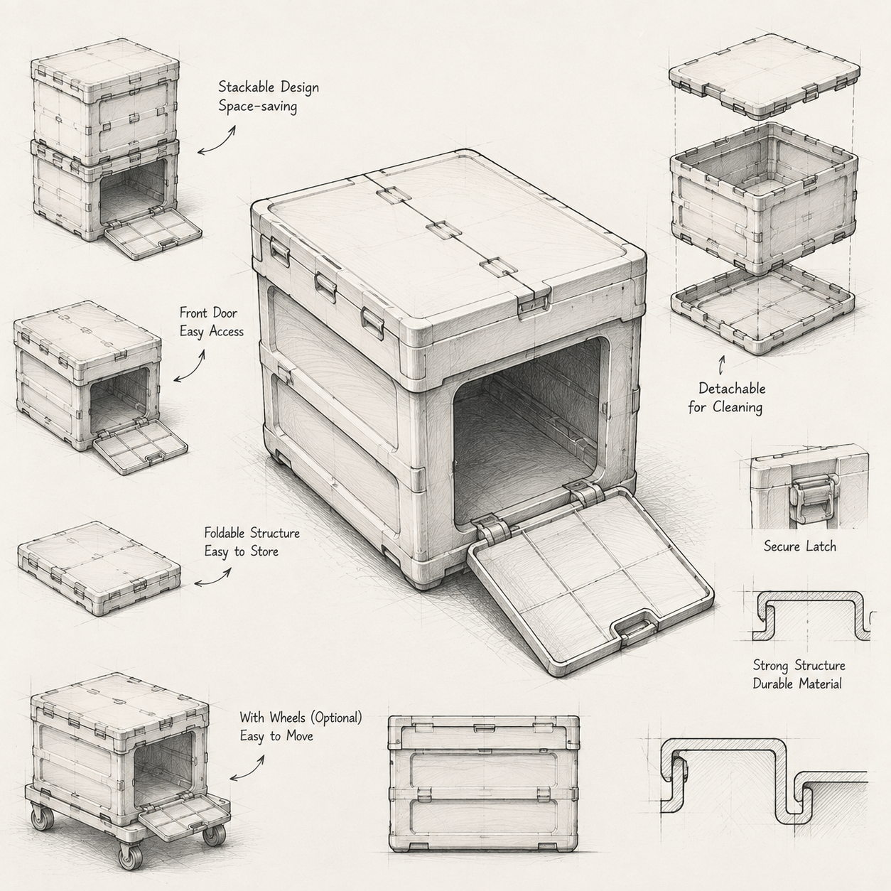 Custom foldable storage box OEM engineering and structure drawing