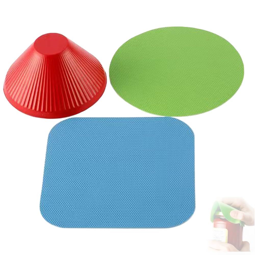 Silicone jar opener pads and flexible cone grip